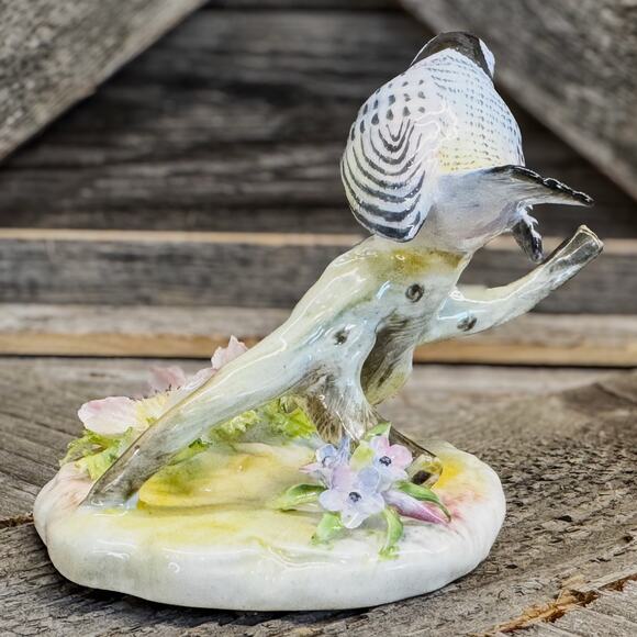 Royal Adderley Floral, Bone China Figurine of Myrtle Warbler & Ornate Flowers - Picture 8 of 10